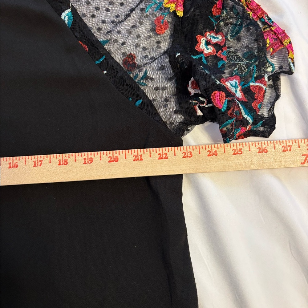 Umgee Black Blouse with Floral Sleeves - Picture 4 of 8
